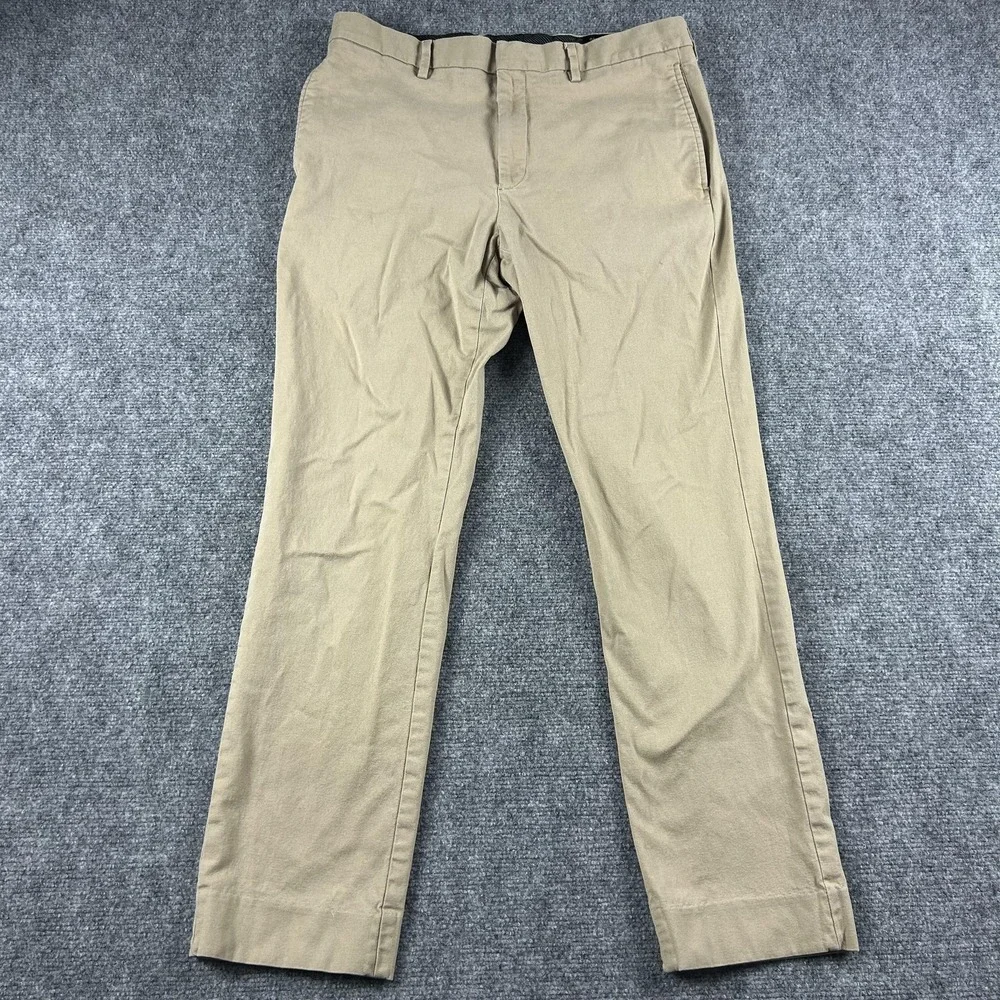 Banana Republic Pants Mens 33x32 Beige Chino Slim Fit Stretch‎ Flat Front Casual